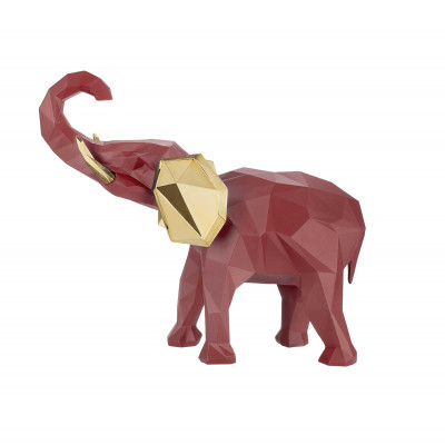 Bongelli Preziosi Modern Animal Scultura da tavolo Elefante piccolo in marmorino dal design moderno ed elegante Colore: Oro/Rosso