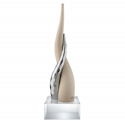 Bongelli Preziosi Corni Scultura da tavolo grande con corni intrecciati e base in cristallo Colore: Nocciola/Argento