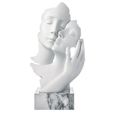 Bongelli Preziosi - Scultura da tavolo grande in marmorino con abbraccio innamorati - Colore: Marmo Bianco - SKU: ME2502/2MAB