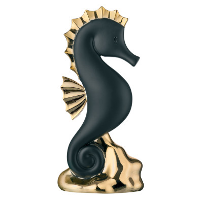 Bongelli Preziosi Scultura da tavolo grande in marmorino dal design moderno cavalluccio marino Colore: Nero