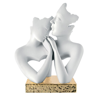 Bongelli Preziosi Scultura da tavolo grande in marmorino dal design moderno con coppia innamorati Colore: Oro