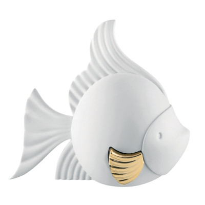 Bongelli Preziosi Scultura da tavolo grande in marmorino dal design moderno pesciolino Colore: Bianco