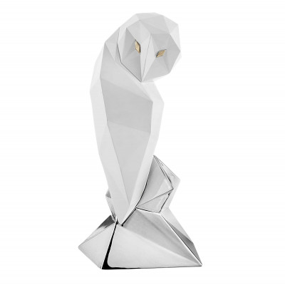 Bongelli Preziosi Modern Animal Scultura da tavolo Gufo piccola in marmorino dal design moderno ed elegante Colore: Argento/Bianco