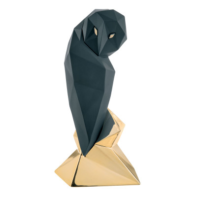 Bongelli Preziosi Modern Animal Scultura da tavolo Gufo piccola in marmorino dal design moderno ed elegante Colore: Nero