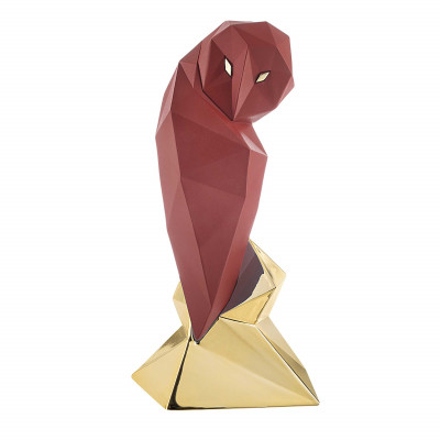 Bongelli Preziosi Modern Animal Scultura da tavolo Gufo grande in marmorino dal design moderno ed elegante Colore: Oro/Rosso