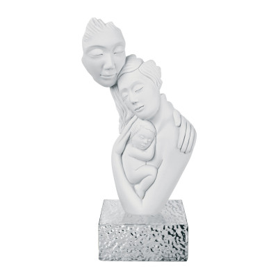 Bongelli Preziosi Scultura da tavolo in marmorino dal design moderno con abbraccio famiglia Colore: Argento