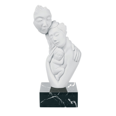 Bongelli Preziosi Scultura da tavolo in marmorino dal design moderno con abbraccio famiglia Colore: Marmo Nero