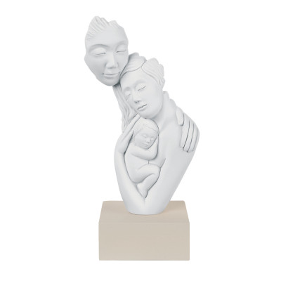 Bongelli Preziosi Scultura da tavolo in marmorino dal design moderno con abbraccio famiglia Colore: Nocciola