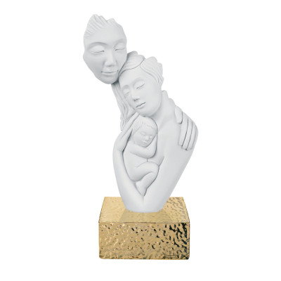 Bongelli Preziosi Scultura da tavolo in marmorino dal design moderno con abbraccio famiglia Colore: Oro