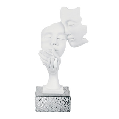 Bongelli Preziosi Scultura da tavolo in marmorino dal design moderno con coppia di visi Colore: Argento