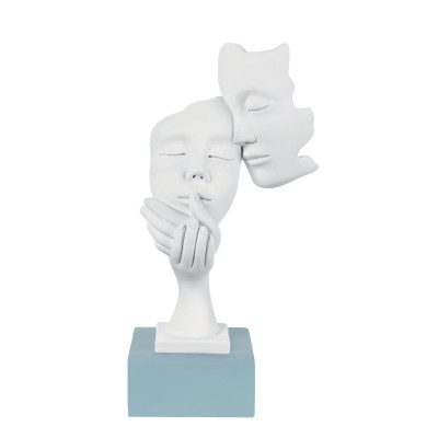 Bongelli Preziosi Scultura da tavolo in marmorino dal design moderno con coppia di visi Colore: Carta da Zucchero