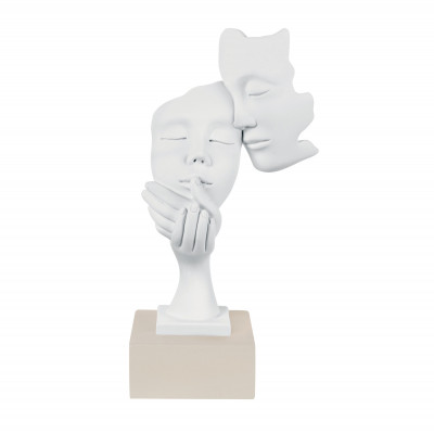 Bongelli Preziosi Scultura da tavolo in marmorino dal design moderno con coppia di visi Colore: Nocciola