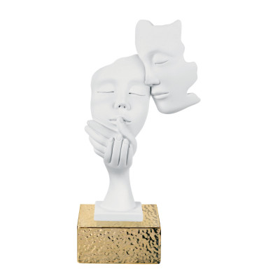 Bongelli Preziosi Scultura da tavolo in marmorino dal design moderno con coppia di visi Colore: Oro