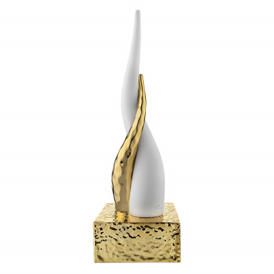Bongelli Preziosi Corni Scultura da tavolo media con corni intrecciati e base dorata Colore: Bianco/Oro