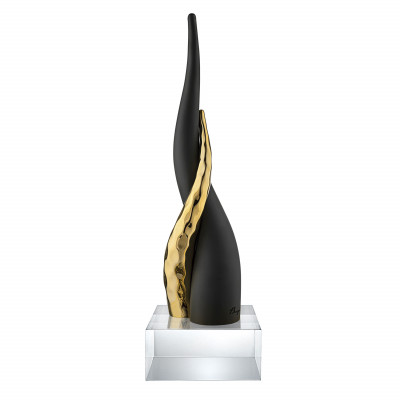 Bongelli Preziosi Corni Scultura da tavolo media con corni intrecciati e base in cristallo Colore: Nero/Oro