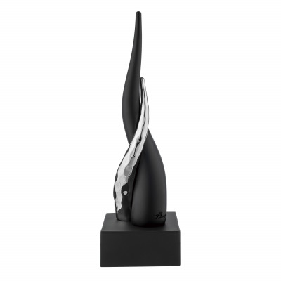 Bongelli Preziosi Corni Scultura da tavolo media con corni intrecciati e base nera Colore: Nero/Argento