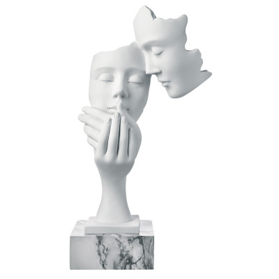Bongelli Preziosi Scultura da tavolo moderna con visi di innamorati con base colorata Colore: Bianco Marmo