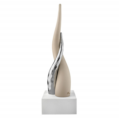 Bongelli Preziosi Corni Scultura da tavolo piccola con corni intrecciati e base bianca Colore: Nocciola/Argento