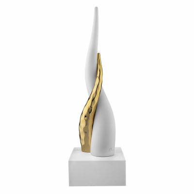 Bongelli Preziosi Corni Scultura da tavolo piccola con corni intrecciati e base bianca Colore: Bianco/Oro