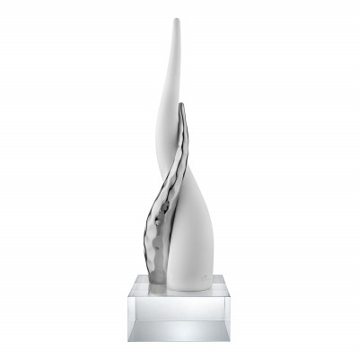Bongelli Preziosi Corni Scultura da tavolo piccola con corni intrecciati e base in cristallo Colore: Bianco/Argento