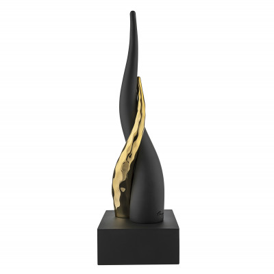 Bongelli Preziosi Corni Scultura da tavolo piccola con corni intrecciati e base nera Colore: Nero/Oro