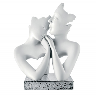 Bongelli Preziosi Scultura da tavolo piccola in marmorino dal design moderno con coppia innamorati Colore: Argento