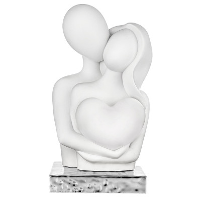 Bongelli Preziosi Cuore Scultura grande con abbraccio di innamorati con cuore in marnorino Colore: Argento