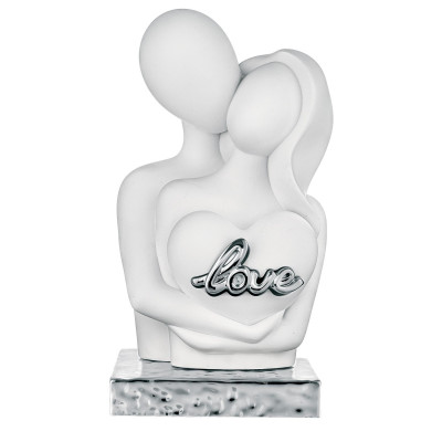 Bongelli Preziosi Love Scultura grande con abbraccio di innamorati con cuore in marnorino Colore: Argento