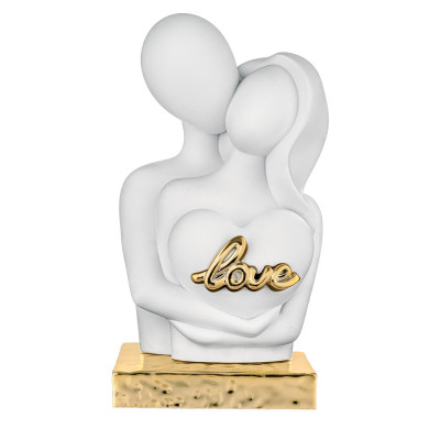 Bongelli Preziosi Love Scultura grande con abbraccio di innamorati con cuore in marnorino Colore: Oro