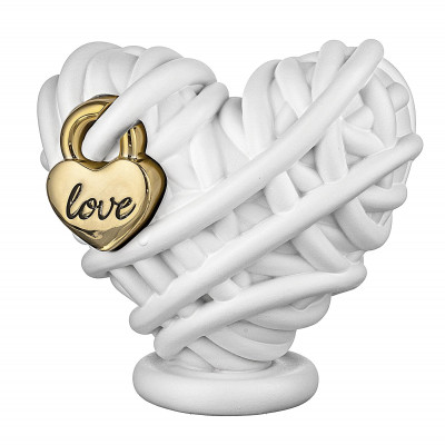 Bongelli Preziosi Gomitolo Scultura grande con cuore e lucchetto in marmorino Colore: Bianco