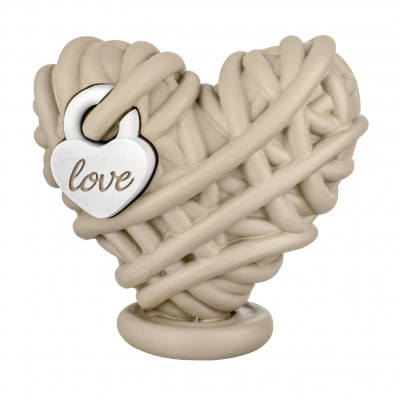 Bongelli Preziosi Gomitolo Scultura grande con cuore e lucchetto in marmorino Colore: Nocciola