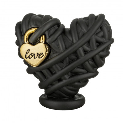 Bongelli Preziosi Gomitolo Scultura grande con cuore e lucchetto in marmorino Colore: Nero/Oro