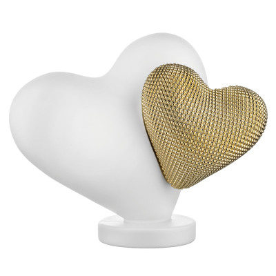 Bongelli Preziosi Doppio Cuoricino Scultura grande con doppio cuore in marmorino Colore: Bianco/Oro