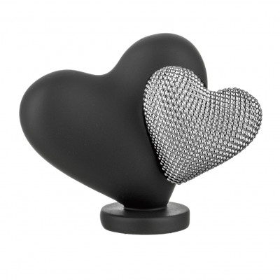 Bongelli Preziosi Doppio Cuoricino Scultura grande con doppio cuore in marmorino Colore: Nero/Argento