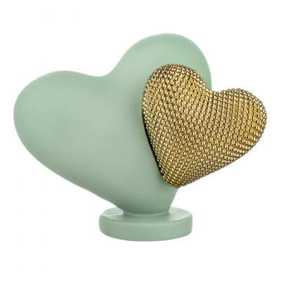 Bongelli Preziosi Doppio Cuoricino Scultura grande con doppio cuore in marmorino Colore: Verde/Oro