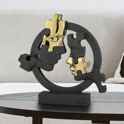 Bongelli Preziosi Puzzle Scultura grande in marmorino con visi Colore: Nero/Oro