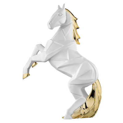 Bongelli Preziosi Cavalli Scultura grande in marmorino dal design moderno Colore: Bianco/Oro