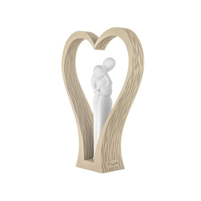 Bongelli Preziosi Cuore Scultura grande in marnorino con innamorati abbracciati Colore: Nocciola