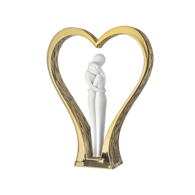 Bongelli Preziosi Cuore Scultura grande in marnorino con innamorati abbracciati Colore: Oro