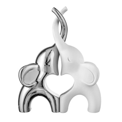Bongelli Preziosi Elefanti Scultura in marmorino dal design moderno Colore: Argento/Bianco