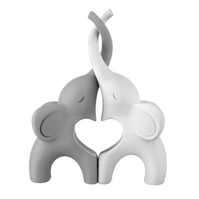 Bongelli Preziosi Elefanti Scultura in marmorino dal design moderno Colore: Grigio/Bianco