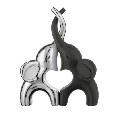 Bongelli Preziosi Elefanti Scultura in marmorino dal design moderno Colore: Argento/Nero
