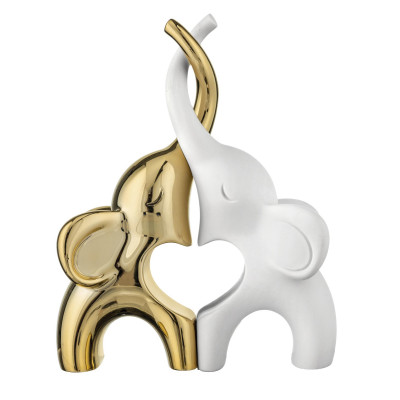 Bongelli Preziosi Elefanti Scultura in marmorino dal design moderno Colore: Oro/Bianco