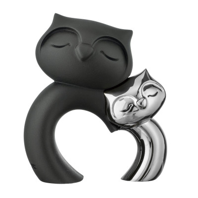 Bongelli Preziosi Gufi Scultura in marmorino dal design moderno Colore: Argento/Nero