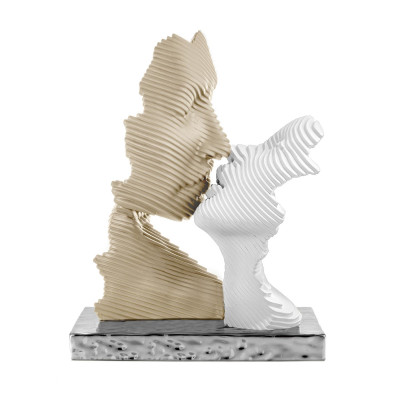 Bongelli Preziosi Bacio Stilizzato Scultura in marmorino grande con base argento Colore: Bianco/Nocciola