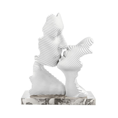 Bongelli Preziosi - Bacio Stilizzato - Scultura in marmorino grande con base marmo bianco - Colore: Bianco - SKU: ME2691/2MAB