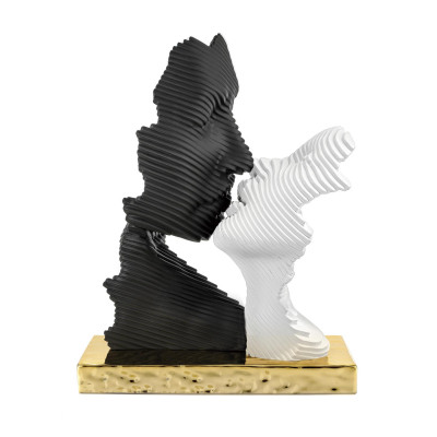 Bongelli Preziosi Bacio Stilizzato Scultura in marmorino grande con base oro Colore: Nero/Bianco