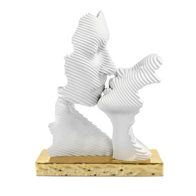 Bongelli Preziosi Bacio Stilizzato Scultura in marmorino grande con base oro Colore: Bianco