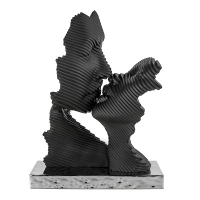 Bongelli Preziosi Bacio Stilizzato Scultura in marmorino piccola con base argento Colore: Nero