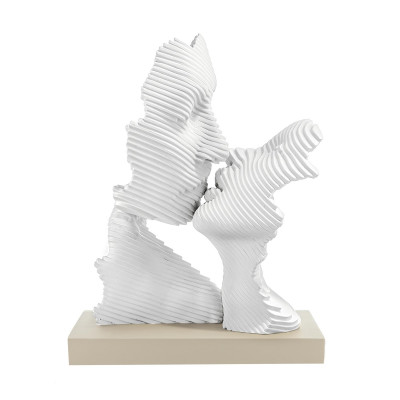 Bongelli Preziosi - Bacio Stilizzato - Scultura in marmorino piccola con base nocciola - Colore: Bianco - SKU: ME2691/1N